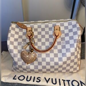 Authentic Use LV damier azur canvas comes with lock and key.